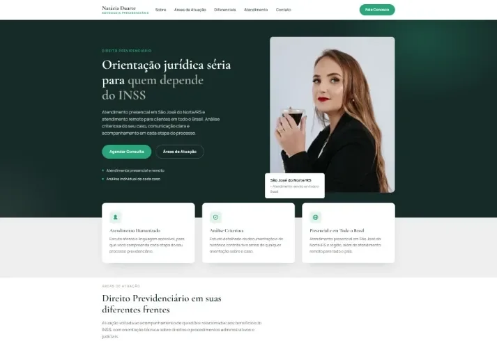 Página criada para uma advogada previdenciária